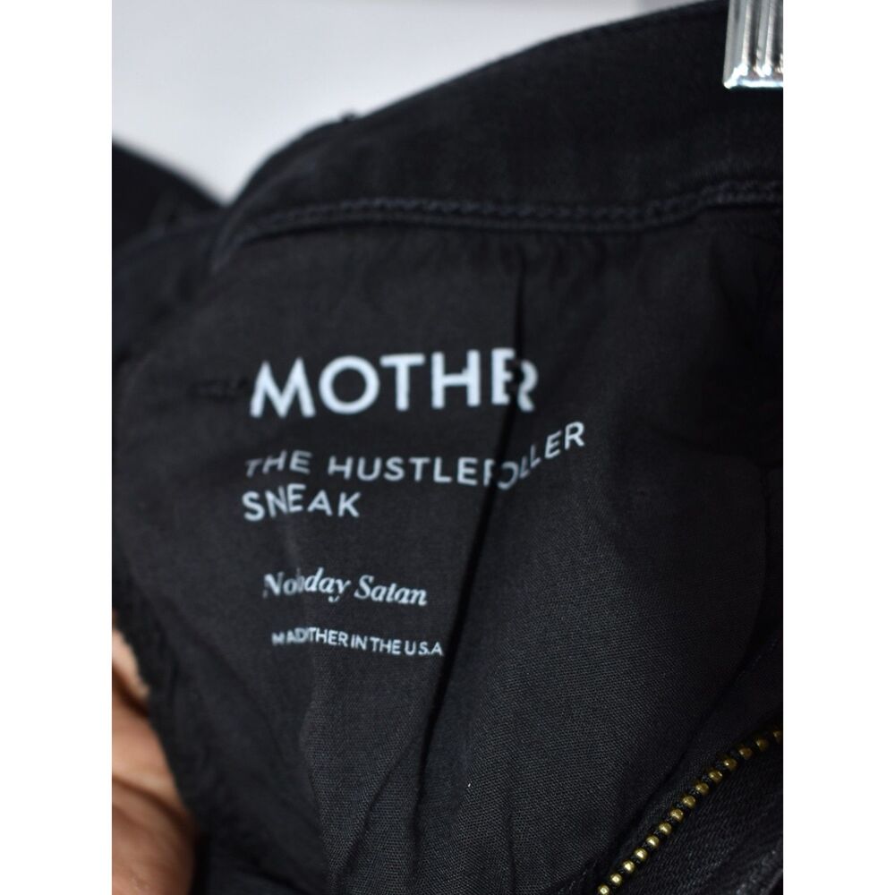 Mother NWT The Hustler Roller Sneak Jeans Wide Leg Not Today Satan Black Size 26 - Picture 13 of 15